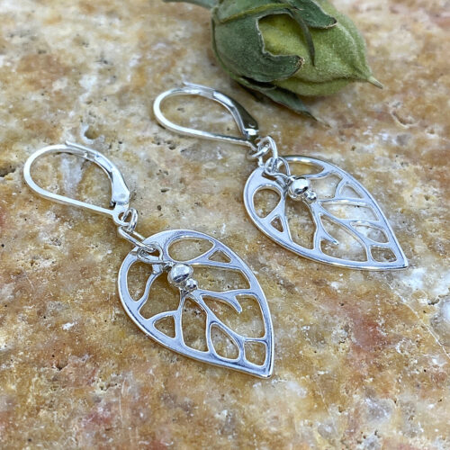 sterling silver filigree leaf earrings