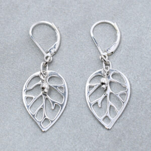 Sterling silver filigree leaf earrings