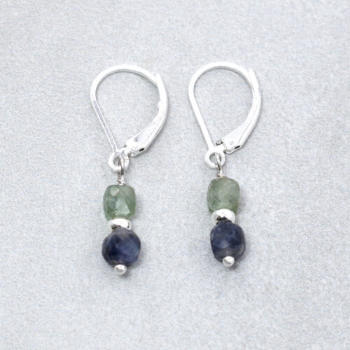 sterling silver iolite and green apatite earrings