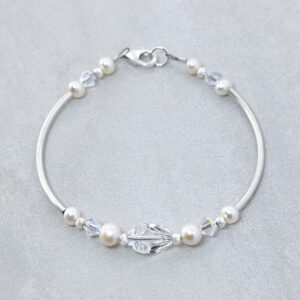 sterling silver crystal and pearl bracelet