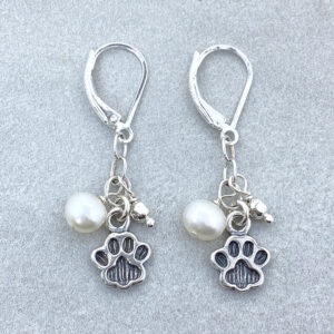 paw print sterling silver earrings