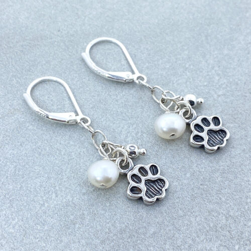 paw print sterling silver earrings