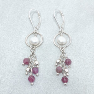 sterling silver ruby and pearl earrings