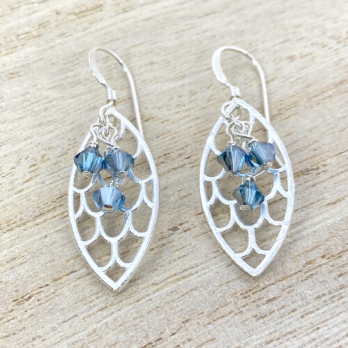 Sterling silver sapphire crystal fin earrings