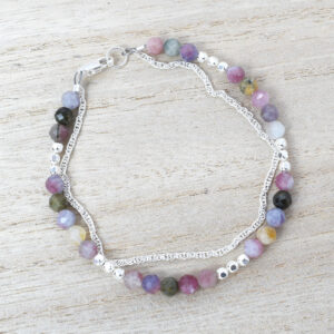 Sterling silver tourmaline double bracelet