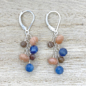 sterling silver gemstone dangle earrings