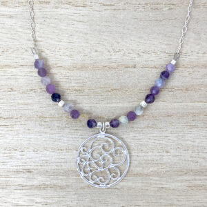 Sterling silver purple fluorite necklace