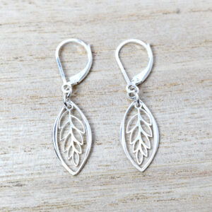 sterling silver leaf dangle earrings