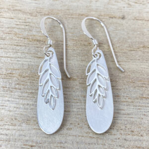 sterling silver teardrop leaf earrings