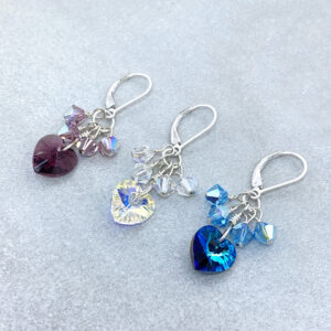 Austrian crystal heart silver earrings