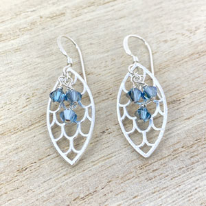 blue crystal sterling silver earrings