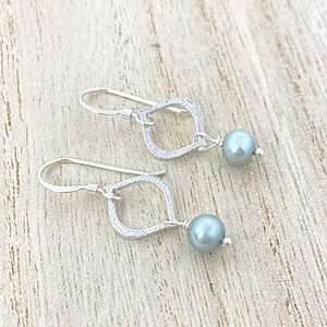 sterling silver blue pearl earrings