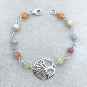 silver gemstone tree of life bracelet