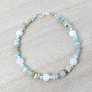 moonstone and amazonite sterling silver bracelet