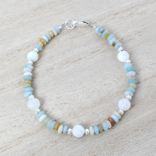 moonstone and amazonite sterling silver bracelet