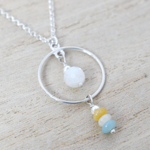 sterling silver moonstone and amazonite necklace