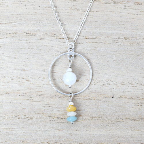 sterling silver moonstone and amazonite necklace