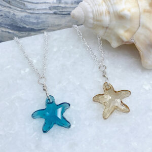 sterling silver crystal starfish necklace