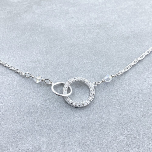 sterling silver cz crystal ring necklace