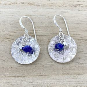 sterline silver dandelion lapis earrings