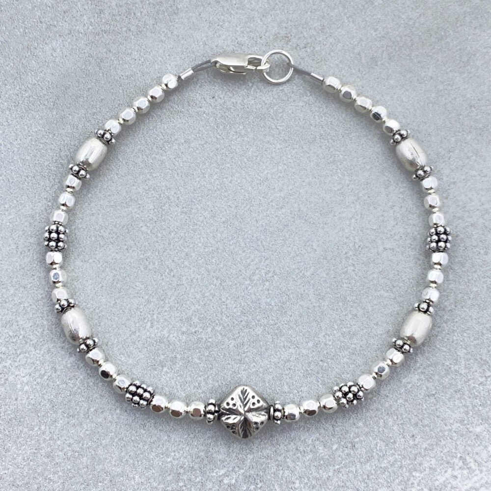 thin sterling silver bali bead bracelet