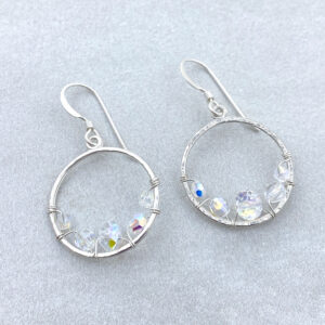 Sterling silver crystal circle earrings