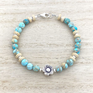 sterling silver and turquoise jasper flower bracelet