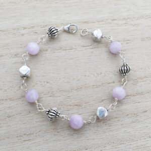 sterling silver pink kunzite gemstone bracelet