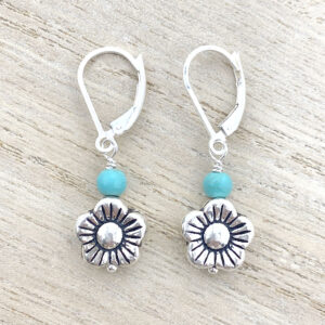 sterling silver turquoise flower earrings