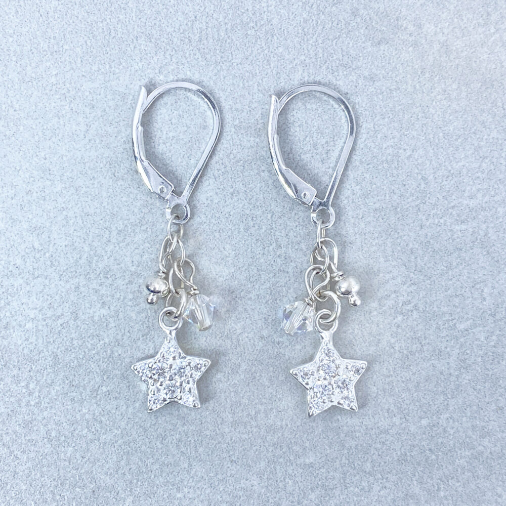 sterling silver star dangle earrings