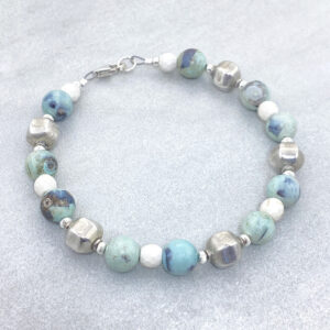 sterling silver blue fire agate bracelet