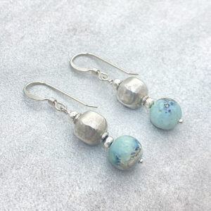 sterling silver blue fire agate earrings