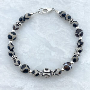sterling silver giraffe agate bracelet - animal print
