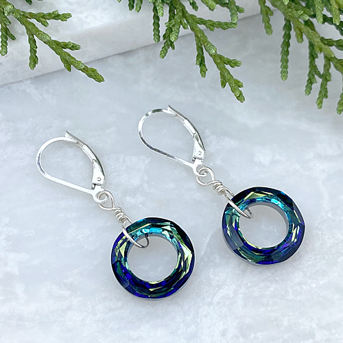 sterling silver blue cosmic ring crystal earrings