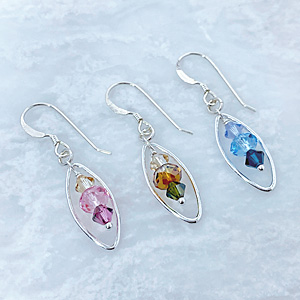 Handmade sterling silver crystal dangle earrings