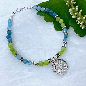 sterling silver blue gemstone tree of life bracelet