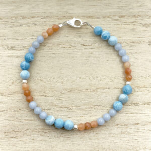 handmade sterling silver larimar gemstone bracelet