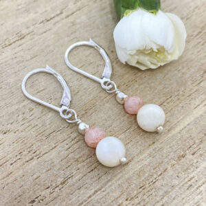 Sterling silver mother of pearl and sunstone earrings