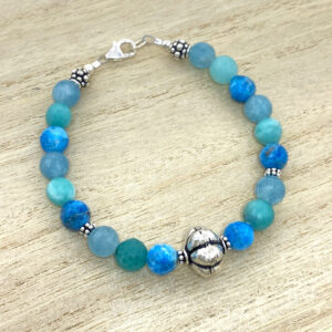 sterling silver blue jade and blue quartz bracelet