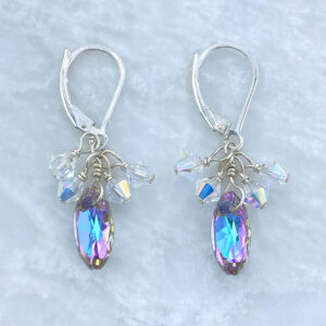 Sterling silver vitrail light marquise crystal earrings