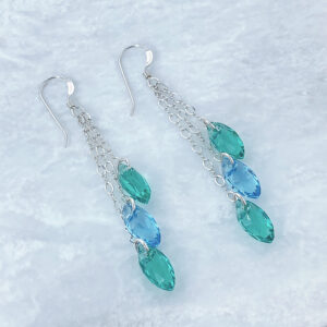 Sterling silver Caribbean Green crystal dangle earrings