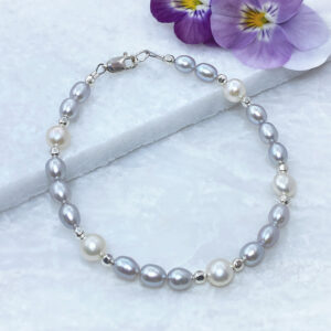 sterling silver gray pearl bracelet