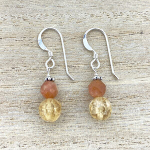 sterling silver sunstone and yellow diamond quartz earrings