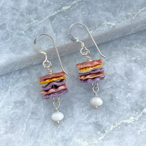 sterling silver handmade shell earrings